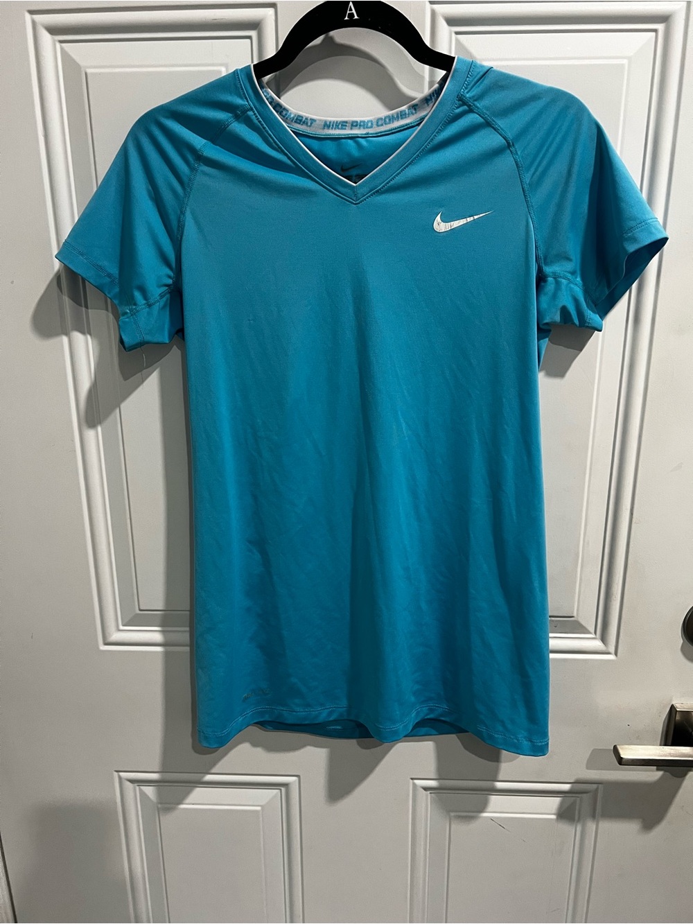 Nike Light Blue V-Neck Pro Combat Dri-Fit Top